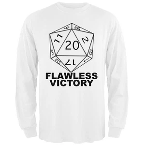 Flawless Victory D20 Role Playing Game White Adult Long Sleeve T-Shirt - Picture 1 of 1