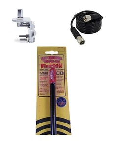 NEW FIRESTIK KW4 B 4FT BLACK CB ANTENNA, 18 FOOT COAX, BRACKET & STUD 400 WATTS - Picture 1 of 1