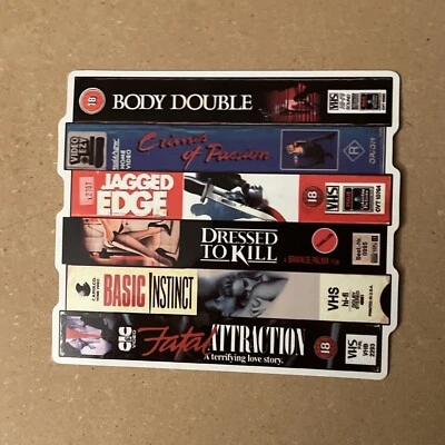 Erotic thrillers 80s Horror VHS Stack Sticker Fatal Attraction Dressed To Kill - Image 1 of 4
