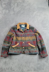 Vintage LL Bean Wool Southwest Jacket Navajo Aztec Coat Women's Medium Button - Picture 1 of 17