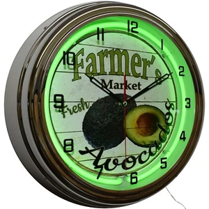16" Bauernmarkt frische Avocados Neon Uhr Zuhause Küche Esszimmer Dekor (grün) - Bild 1 von 6