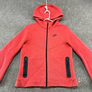 North Face Hoodie Boys XL Red Full Zip Swoosh Spellout Tech Fleece Windrunner - Picture 1 of 18