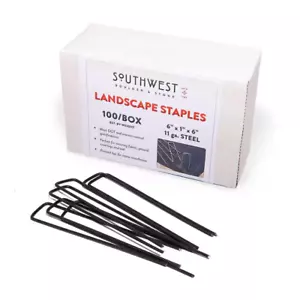 6 In. Heavy Duty Steel Garden Staples for Weed Barrier Landscape Fabric, Irrigat - Picture 1 of 12