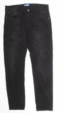 Von Denim Mens Black Cotton Straight Jeans Size 36 in Regular Zip