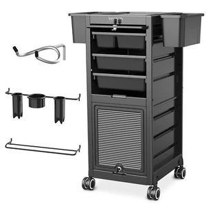 Carrello salone di bellezza scatola aperta carrello salone con 6 cassetti e supporti nero - Foto 1 di 7