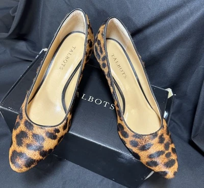 Talla 9 - Talbots Clásico Leopardo Tessa Tacón Pelo de Poni Textura Estampado Animal Usado en Excelente Condición Foto 1 de 4