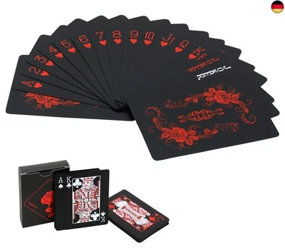Poker Spielkarten - Joyoldelf Wasserdichtes schwarze Pokerkarten mit