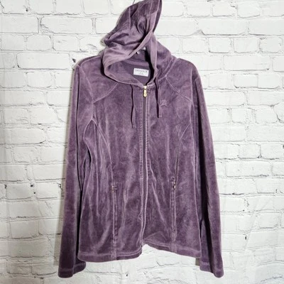 Danskin Hoodie Womens Size S  Purple Full Zip Pockets Faux Suede - Image 1 of 4