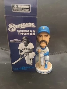 2004 Milwaukee Brewers Gorman Thomas Wackelkopf mit Box Nadelstreifen Trikot SGA MLB - Bild 1 von 10
