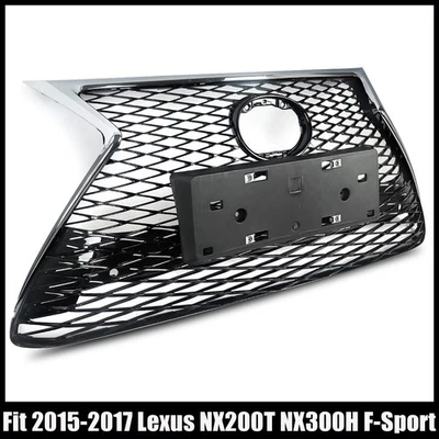Grelha de para-choque dianteiro esportiva Lexus NX 200T NX300H F 2015-2017 com acabamento cromado - Imagem 1 de 4