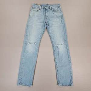 Levis 502 Mens Jeans Blue W30 L32 Slim Fit Premium Stretch Denim Distressed - Picture 1 of 14
