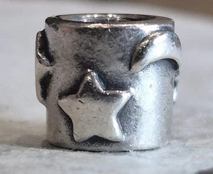 Genuine Pandora Sterling Silver Stars Moon & SunWide Spacer Charm Pan/Ale No Box - Picture 1 of 7