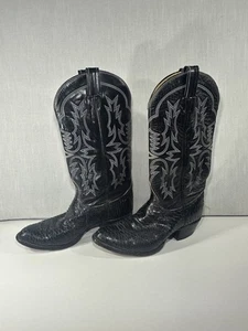 Tony Lama Hombres 9E Negro Pitón Piel de Serpiente Botas de Vaquero Western Cuero Exótico - Imagen 1 de 10