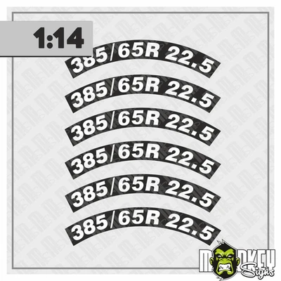 385er Reifenaufkleber 1:14 6er Set passend für Tamiya RC LKW Truck Modelle - Bild 1 von 2