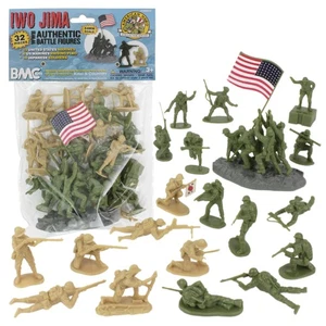 BMC WW2 Iwo Jima Plastic Army Men - 32 American and Japanese Soldier Figures - Picture 1 of 9