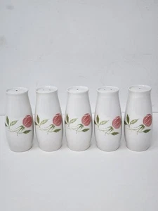 5 Piece Set Vintage Franciscan Pink A Dilly Salt Pepper Shakers Whitestone Rose - Picture 1 of 6