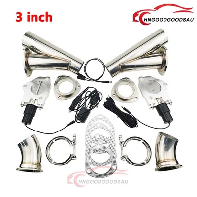 3 inch Dual Electric Exhaust Valve Control Valve Y Pipe Motor with Manual Switch - Image 1 of 4