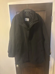 Cardinal Of Canada Men’s Black Wool Blend Car Coat, Full Zip & Button, Size 42R - Picture 1 of 4