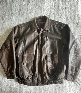 Vintage Unik Mens Motorcycle Jacket Brown Distressed Leather Biker Coat XXL - Picture 1 of 8
