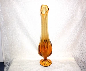 MCM Viking Epic 6 Petal Golden Amber 18" Swung Vase on footed base - Picture 1 of 7