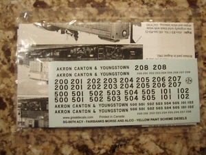 Akron, Canton & Youngstown ACY Fairbanks Morse/Alco Diesel HO-Spur Aufkleber - Bild 1 von 2