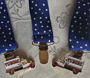 CABALLEROS VINTAGE AUTÉNTICO DINAMARCA CERVEZA TUBORG ELASTANO TELA HOMBRE TIRANTES - Imagen 1 de 6