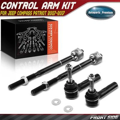 4x Extremo de barra de amarre interior y exterior para Dodge Caliber Jeep Compass Patriot 2007 2008-2017 Foto 1 de 4