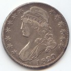 1829/7 Capped Bust Half Dollar, Overdate, Lustrous Au Details