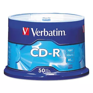 Verbatim CD-R Discs 700MB/80min 52x Spindle Silver 50/Pack 94691 - Picture 1 of 5