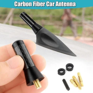 Car Short Stubby Mast Antenna & Screws 3.5cm Carbon Fiber Aluminum Accessories - Picture 1 of 12
