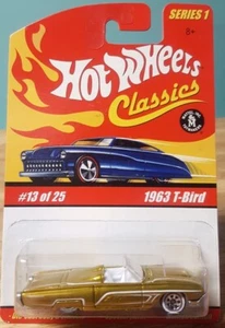 Ford T-Bird 1963 Hot Wheels Classics Series 1 dorado 1:64 con neumáticos de pared blancos nuevo - Imagen 1 de 12