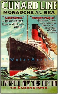 Cunard Line 1907 Ocean Liner Monarch Of The Sea Vintage Poster Print Ship Decor - Picture 1 of 4