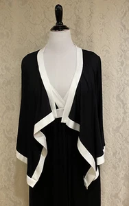 Karen Kane schwarz-weiß gebändertes ärmelloses Maxikleid mit Cardigan, XL, neu mit Etikett - Bild 1 von 12