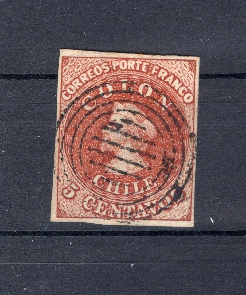 CHILE 1854 Desmadryl Sc.3 4 margins NO flaws VIII - Image 1 of 1