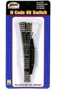 Atlas N #2706 #6 Left Manual Standard Switch, N Scale - Code 80 Rails     - Picture 1 of 2