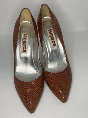 Bombas italianas Arlene La Marca vintage años 80 piel de serpiente oxidada 37 Foto 1 de 4