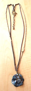 Chico’s Signed Dark Gold Tone Metal Necklace GOOD LUCK Charm Adjustable Length - Picture 1 of 3