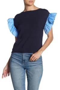 NEW Love Token Ruffle Sleeve Blue Mix Top / XS. - Picture 1 of 4