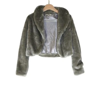 Ya Los Angeles - Short Faux Fur Coat in Silver Gray / Size S - Image 1 of 3