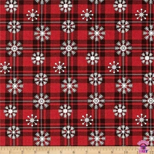 Springs Creative Over the River Snowflake Plaid Cotton Fabric by the Yard - Picture 1 of 1