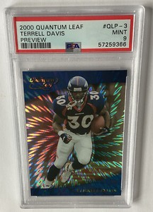 Terrell Davis 2000 Quantum Leaf Preview Football Card Graded PSA 9 Mint  #QLP-3