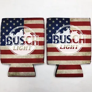 2 Busch Light Beer Can Cooler Coozie Koozie USA Flag Gift QTY 2 - Picture 1 of 1