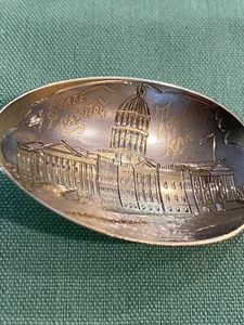 Topeka Kansas State Capitol Antique Gold Washed Bowl Sterling Spoon (S72) - Picture 1 of 13