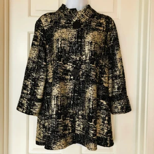 NWOT JM Collection Gold Metallic Print Jacket - Picture 1 of 15