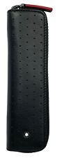 Montblanc Round Zip Pen Case Pen Pouch Black Leather Men's 1 Pen Holder 118723