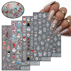 Nail Art Stickers Transfers Xmas Merry Christmas Snowman Santa Collection^ - Picture 1 of 18