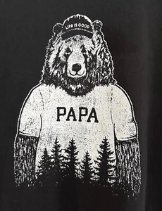 Life Is Good Papa Bear Crusher Tee T Shirt Size Large Black Fathers Day - Picture 1 of 9