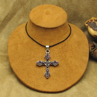 Collar cruz amatista de plata de ley Foto 1 de 4