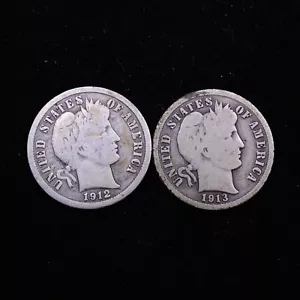 1912 & 1913 Barber Dimes - Picture 1 of 2