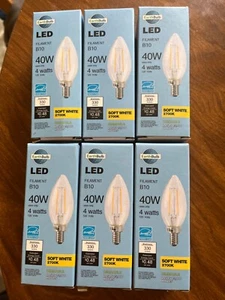 Brand New (6) Earthbulb LED 40-W Candelabra DIMMABLE Soft White 330 Lumens - Picture 1 of 3
